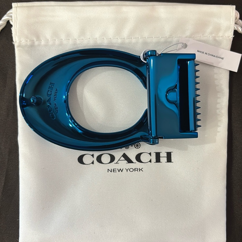 Coach Metallic Blue Belt Buckle - Picture 3 of 4